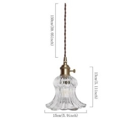 Genomskinligt Räfflat Glas Taklampa Blomformad Lampa Med Vridbrytare