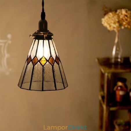 Rustik Taklampa Pendellampa I Målat Glas Rustik Taklampa Pendellampa I Målat Glas