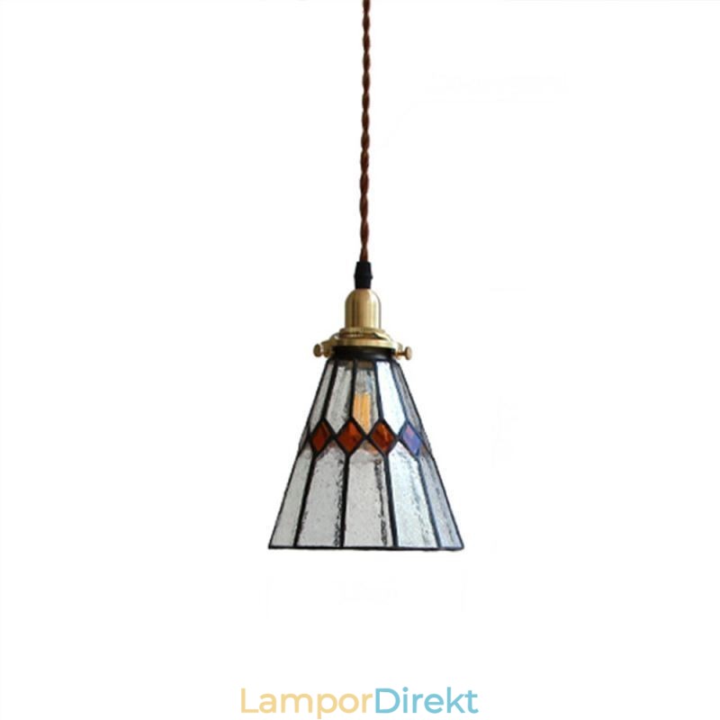 Rustik Taklampa Pendellampa I Målat Glas
