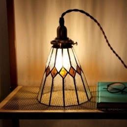 Rustik Taklampa Pendellampa I Målat Glas