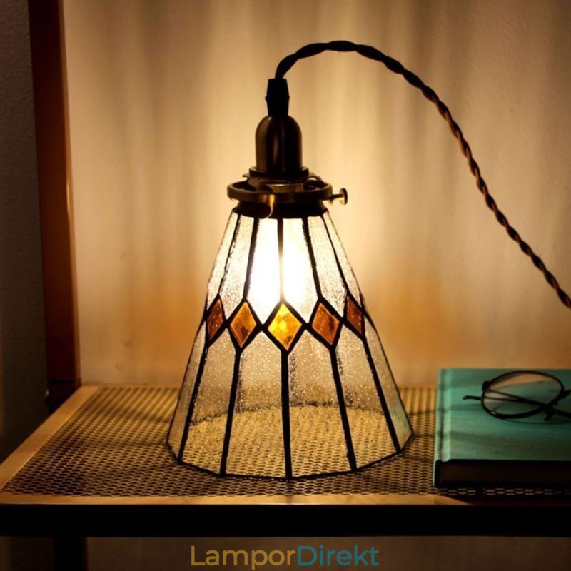 Rustik Taklampa Pendellampa I Målat Glas