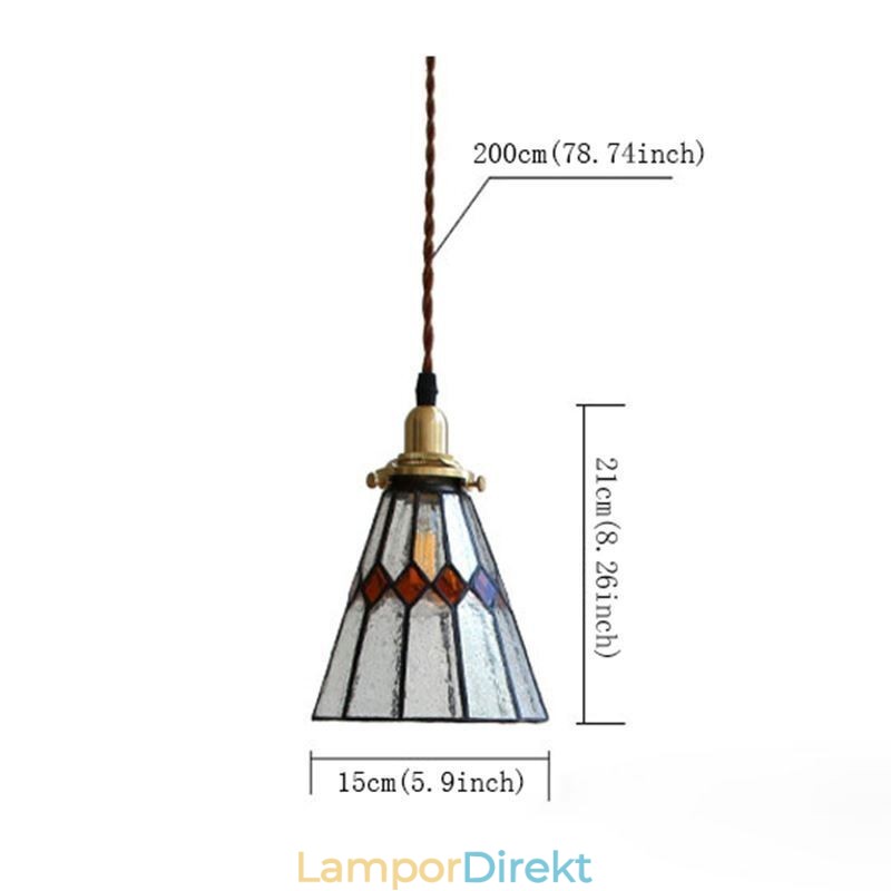 Rustik Taklampa Pendellampa I Målat Glas
