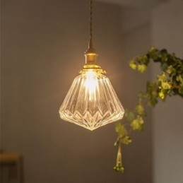 Pendellampa I Klar Diamant Med Ribbad Glas