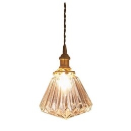 Pendellampa I Klar Diamant Med Ribbad Glas