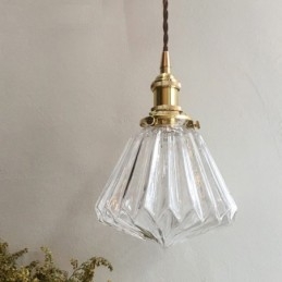 Pendellampa I Klar Diamant Med Ribbad Glas