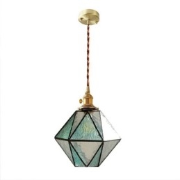 Geometriskt Färgat Glas Farmhouse Pendellampa