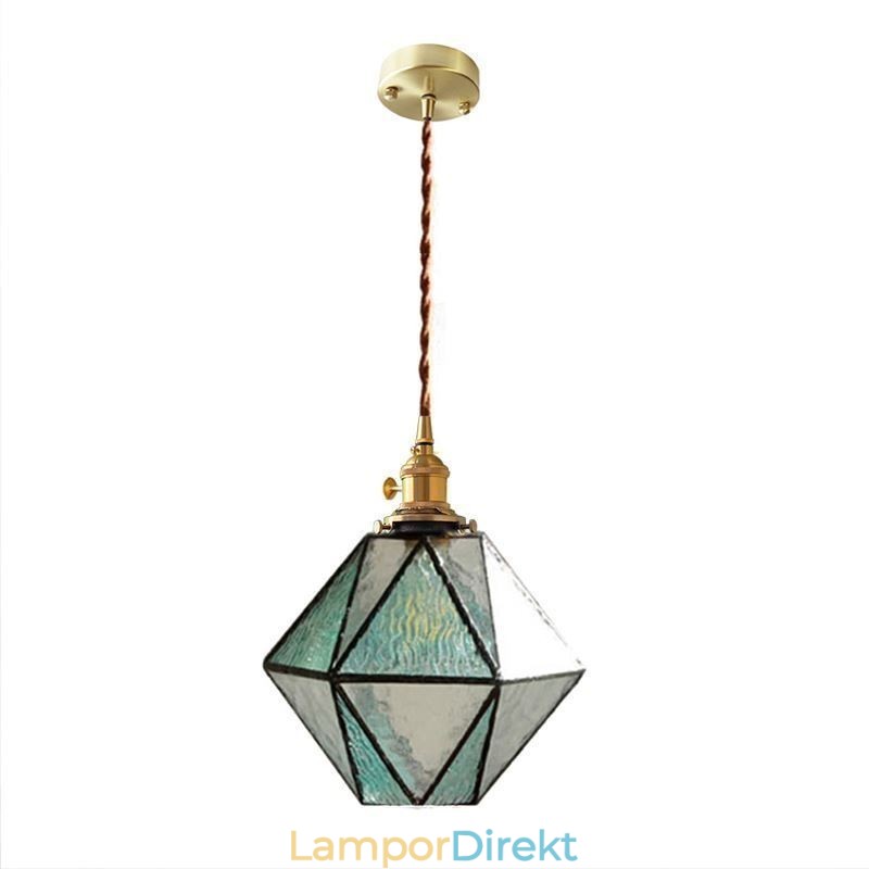 Geometriskt Färgat Glas Farmhouse Pendellampa