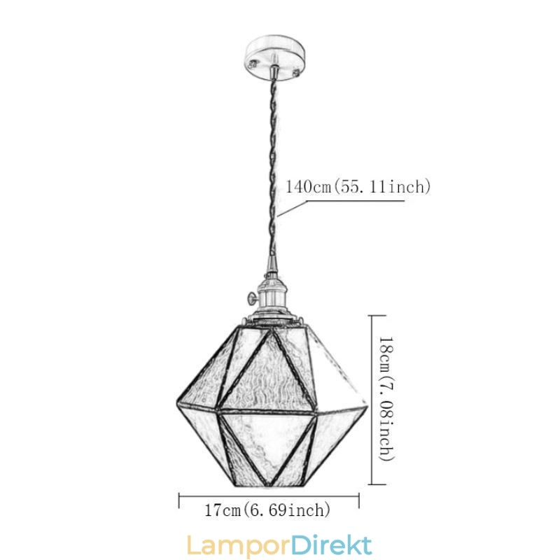 Geometriskt Färgat Glas Farmhouse Pendellampa