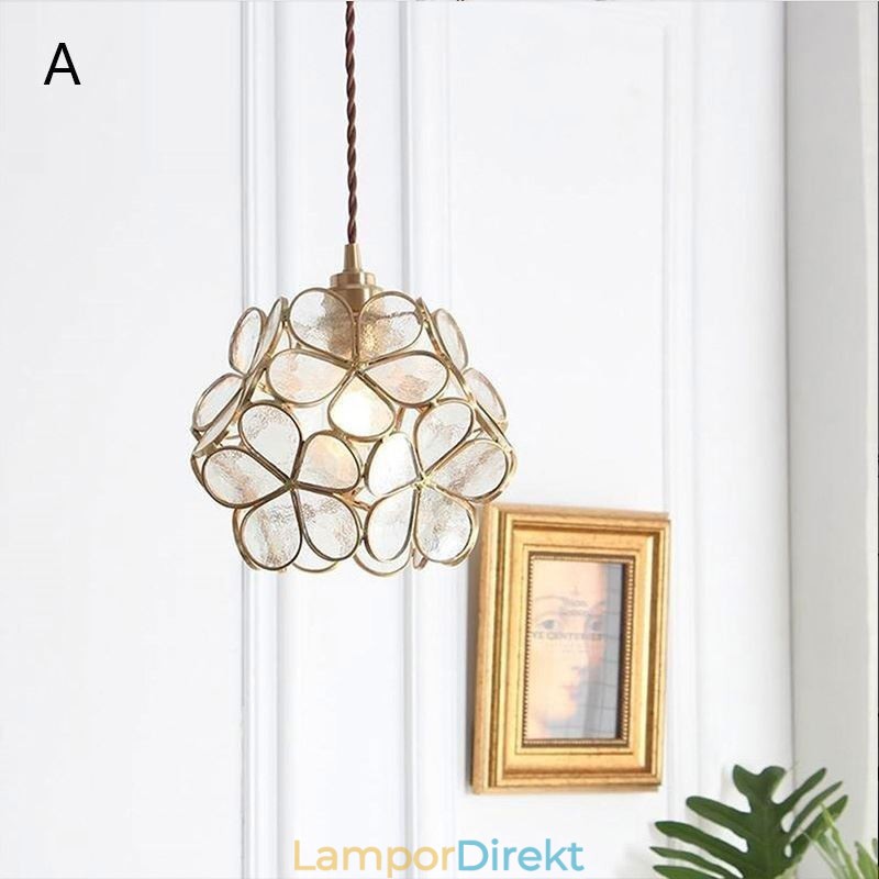 Nordic Creative Pendellampa Glas Hembelysning Kronbladsform Lampa Sänglampa
