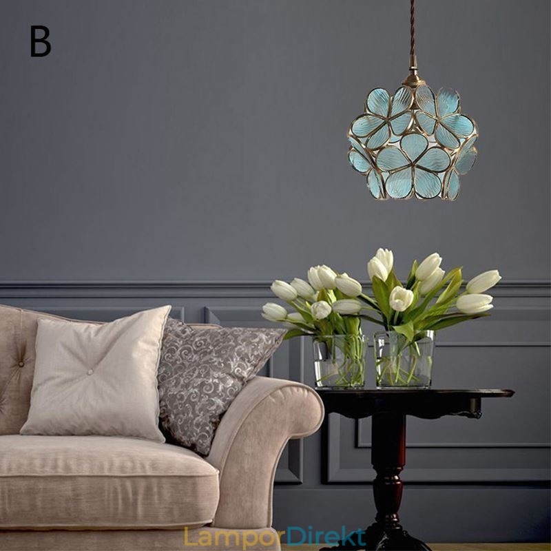 Nordic Creative Pendellampa Glas Hembelysning Kronbladsform Lampa Sänglampa