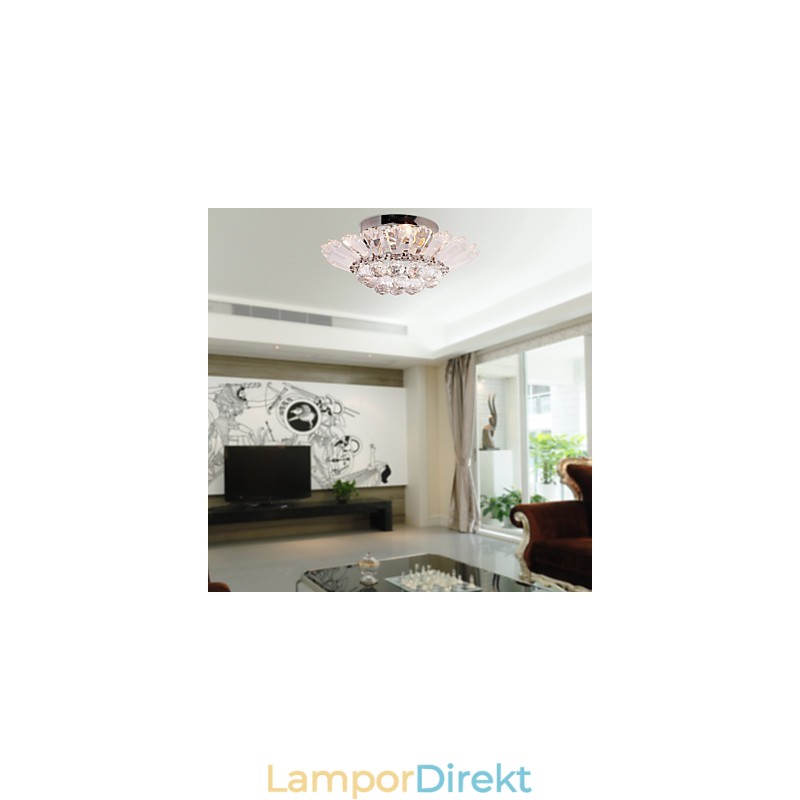 Modernt Semi Flush Mount I Kristallfunktion