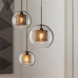 Nordic Pendellampa Glas Hembelysning Rund Kulform Lampa Sänglampa
