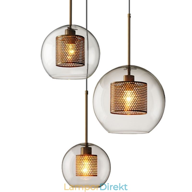 Nordic Pendellampa Glas Hembelysning Rund Kulform Lampa Sänglampa