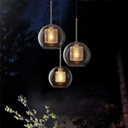 Nordic Pendellampa Glas Hembelysning Rund Kulform Lampa Sänglampa