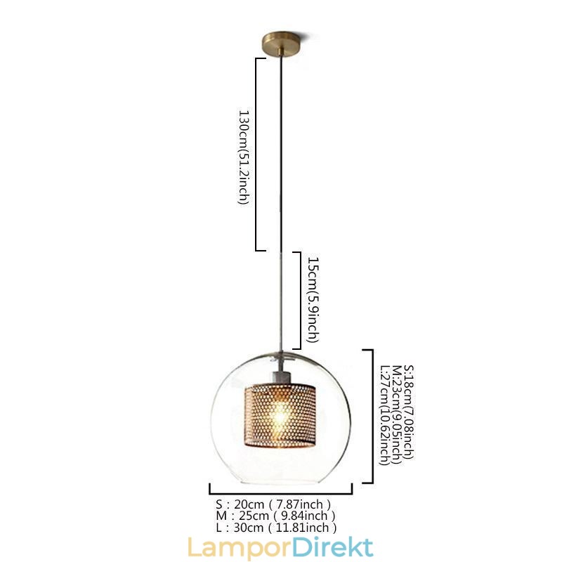 Nordic Pendellampa Glas Hembelysning Rund Kulform Lampa Sänglampa