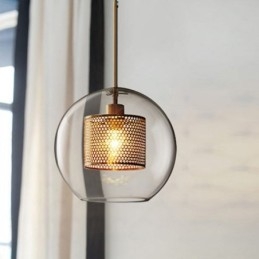 Nordic Pendellampa Glas Hembelysning Rund Kulform Lampa Sänglampa