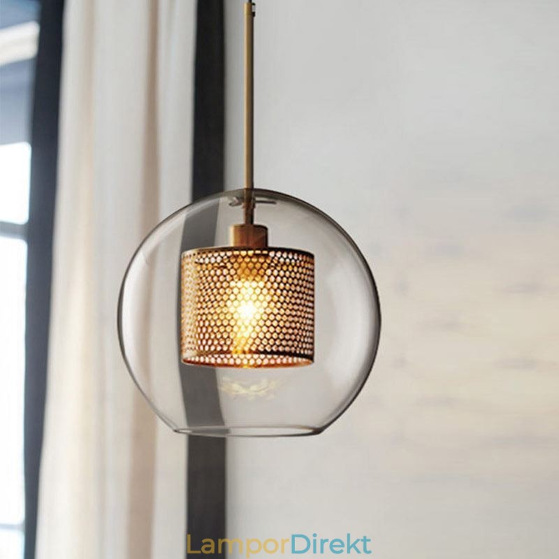 Nordic Pendellampa Glas Hembelysning Rund Kulform Lampa Sänglampa