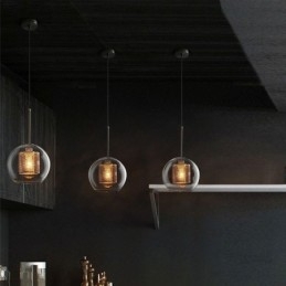 Nordic Pendellampa Glas Hembelysning Rund Kulform Lampa Sänglampa