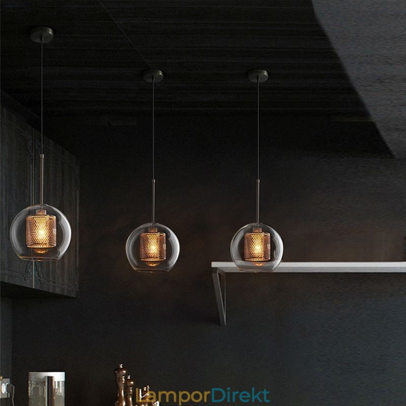 Nordic Pendellampa Glas Hembelysning Rund Kulform Lampa Sänglampa