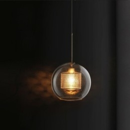 Nordic Pendellampa Glas Hembelysning Rund Kulform Lampa Sänglampa