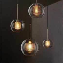 Nordic Pendellampa Glas Hembelysning Rund Kulform Lampa Sänglampa