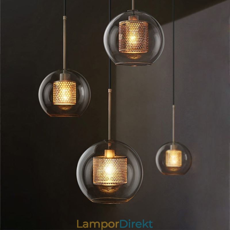 Nordic Pendellampa Glas Hembelysning Rund Kulform Lampa Sänglampa