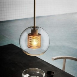 Nordic Pendellampa Glas Hembelysning Rund Kulform Lampa Sänglampa