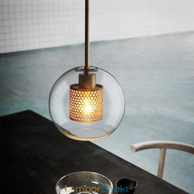 Nordic Pendellampa Glas Hembelysning Rund Kulform Lampa Sänglampa