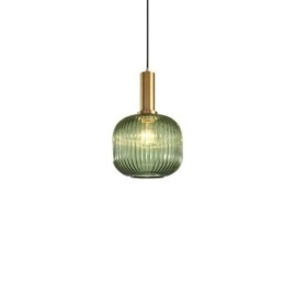 Räfflade Taklampa I Glas Med Mässingshållare