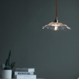Lotus Leaf Ribbed Clear Glass Pendel Light Homestay Lamp