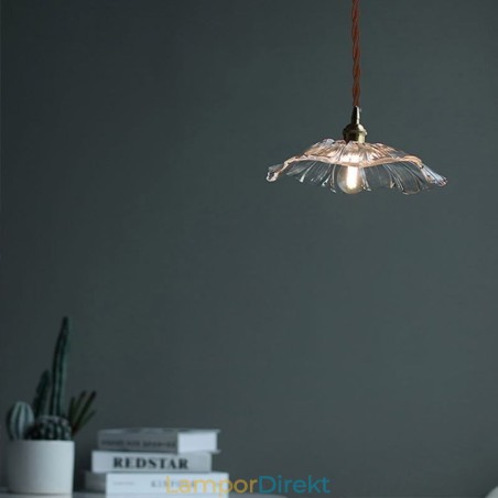 Lotus Leaf Ribbed Clear Glass Pendel Light Homestay Lamp Lotus Leaf Ribbed Clear Glass Pendel Light Homestay Lamp