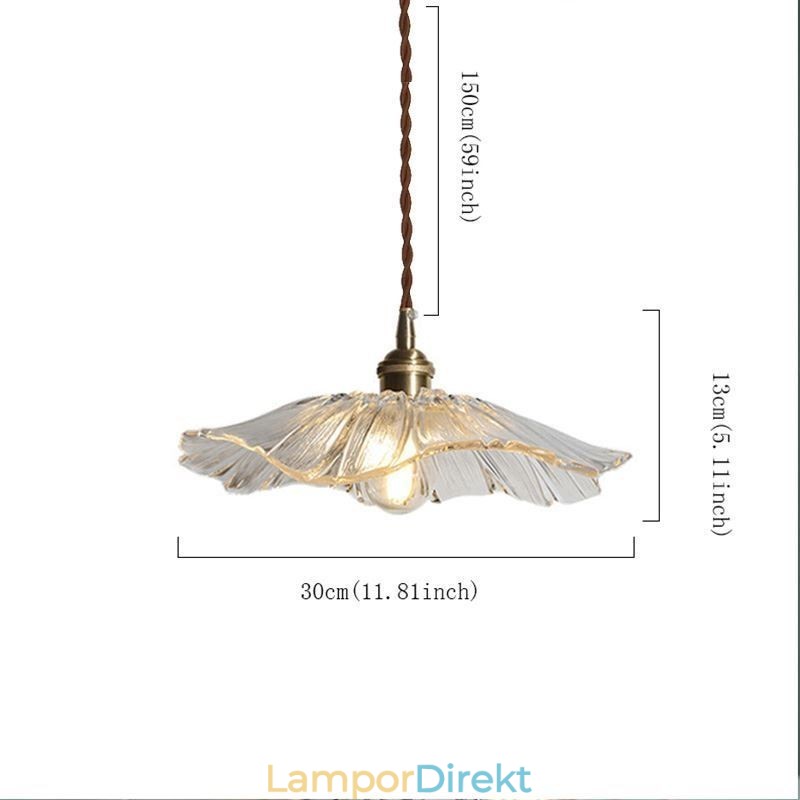 Lotus Leaf Ribbed Clear Glass Pendel Light Homestay Lamp