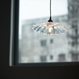 Lotus Leaf Ribbed Clear Glass Pendel Light Homestay Lamp