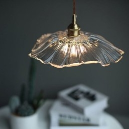 Lotus Leaf Ribbed Clear Glass Pendel Light Homestay Lamp