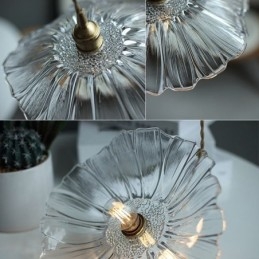 Lotus Leaf Ribbed Clear Glass Pendel Light Homestay Lamp