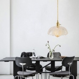 Stor Taklampa Med Klart Ribbad Glas Hembelysning Med Vridströmbrytare Lampa Lugnande Värmeljus