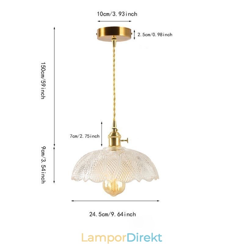 Stor Taklampa Med Klart Ribbad Glas Hembelysning Med Vridströmbrytare Lampa Lugnande Värmeljus