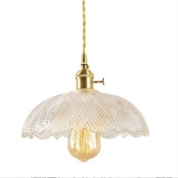 Stor Taklampa Med Klart Ribbad Glas Hembelysning Med Vridströmbrytare Lampa Lugnande Värmeljus