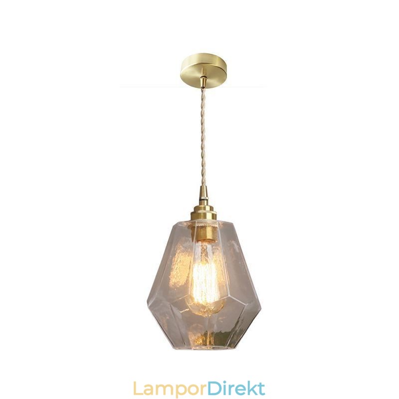 Nordic Retro Pendellampa Mässing Glas Hembelysning Tornform Lampa Lampa