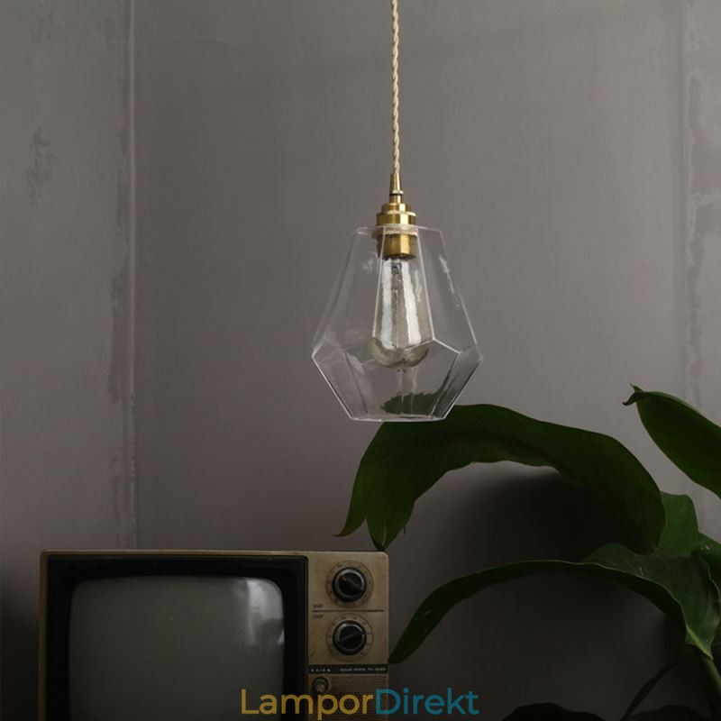 Nordic Retro Pendellampa Mässing Glas Hembelysning Tornform Lampa Lampa