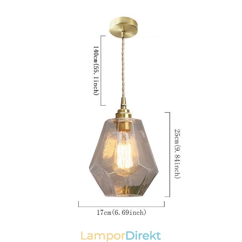 Nordic Retro Pendellampa Mässing Glas Hembelysning Tornform Lampa Lampa