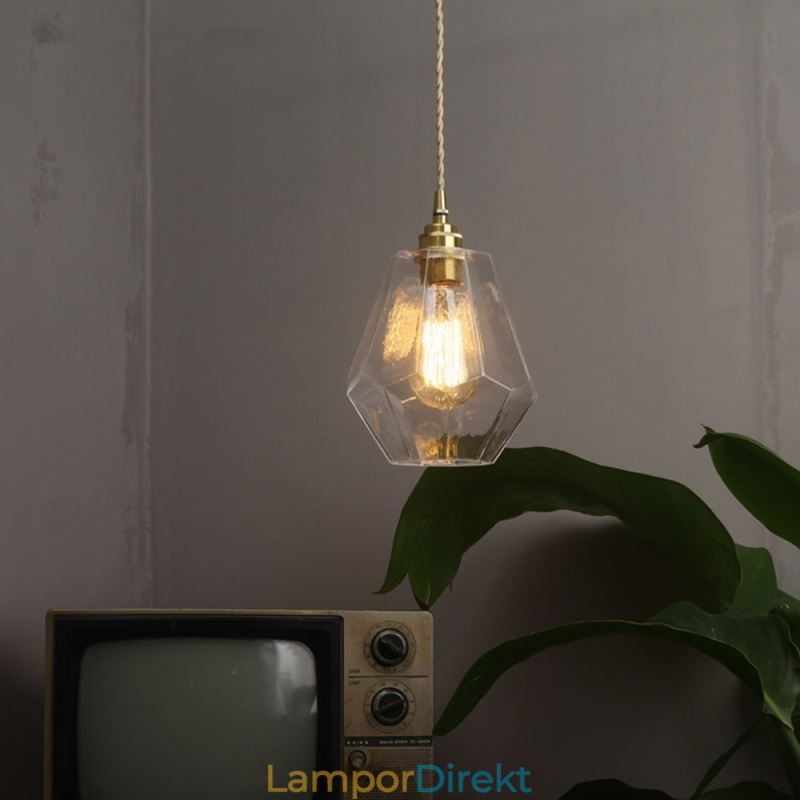 Nordic Retro Pendellampa Mässing Glas Hembelysning Tornform Lampa Lampa