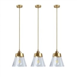 Nordic Retro Pendellampa Glasskärm Hembelysning Mässing Hållare Lampa Light
