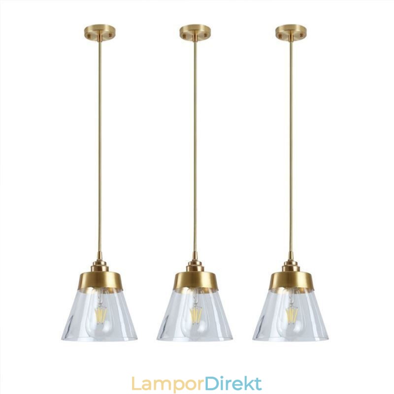 Nordic Retro Pendellampa Glasskärm Hembelysning Mässing Hållare Lampa Light