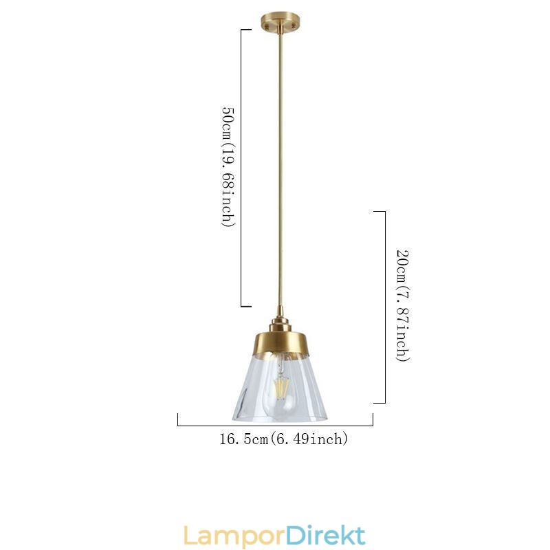 Nordic Retro Pendellampa Glasskärm Hembelysning Mässing Hållare Lampa Light