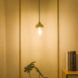 Nordic Retro Pendellampa Glasskärm Hembelysning Mässing Hållare Lampa Light