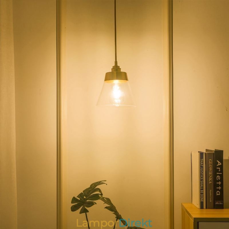 Nordic Retro Pendellampa Glasskärm Hembelysning Mässing Hållare Lampa Light