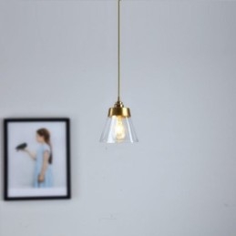 Nordic Retro Pendellampa Glasskärm Hembelysning Mässing Hållare Lampa Light