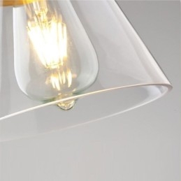 Nordic Retro Pendellampa Glasskärm Hembelysning Mässing Hållare Lampa Light