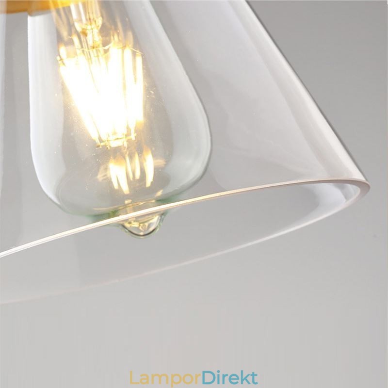 Nordic Retro Pendellampa Glasskärm Hembelysning Mässing Hållare Lampa Light